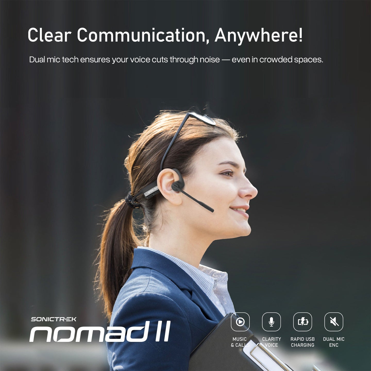 Sonictrek Nomad 2 Wireless Open Ear Headset With Boom Mic detail view 10