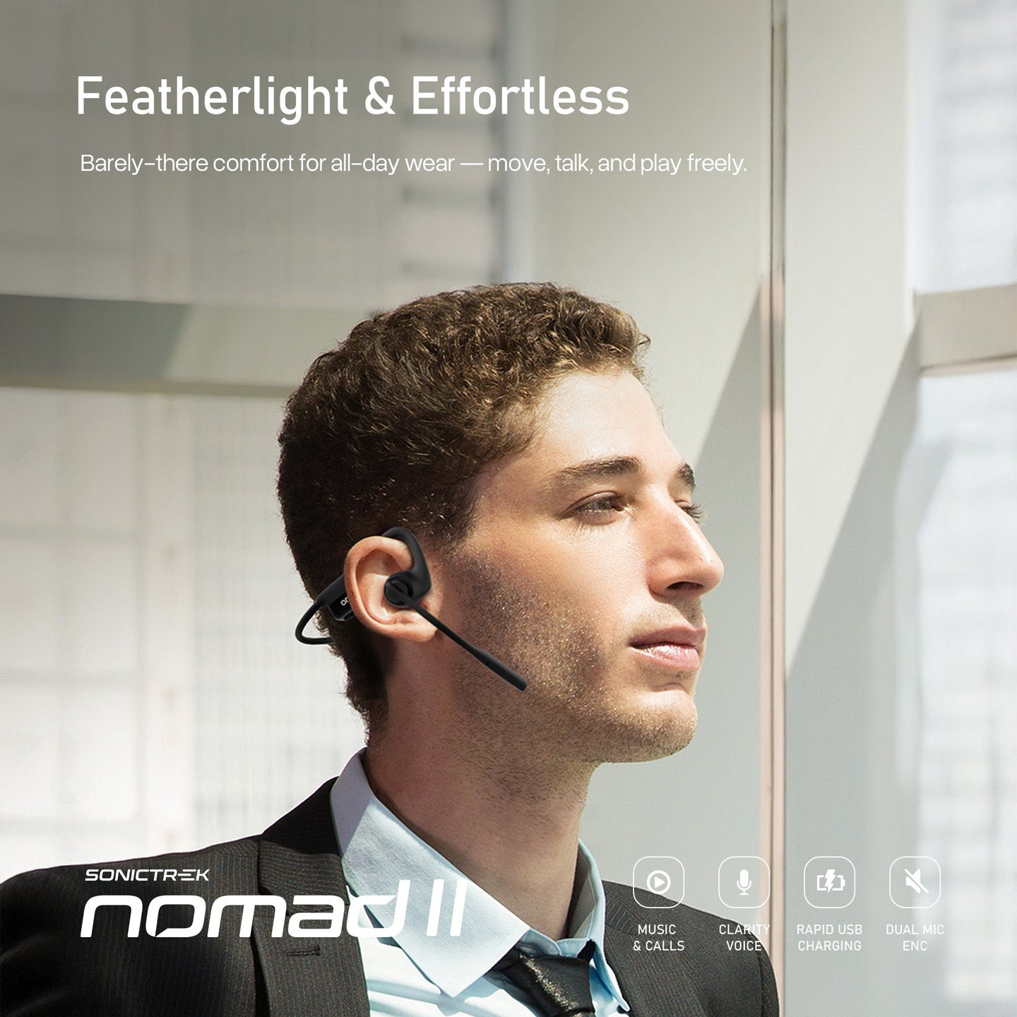 Sonictrek Nomad 2 Wireless Open Ear Headset With Boom Mic detail view 12