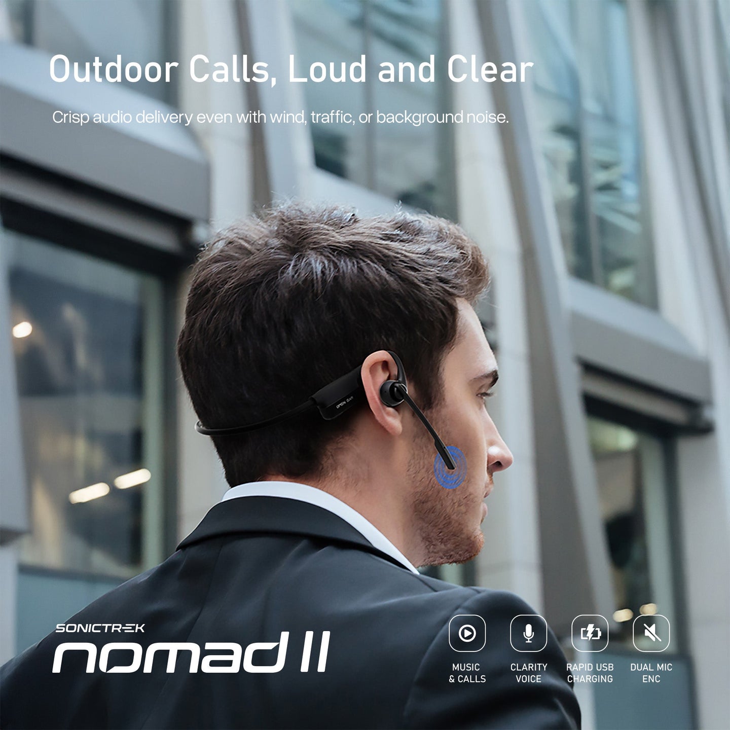 Sonictrek Nomad 2 Wireless Open Ear Headset With Boom Mic detail view 7