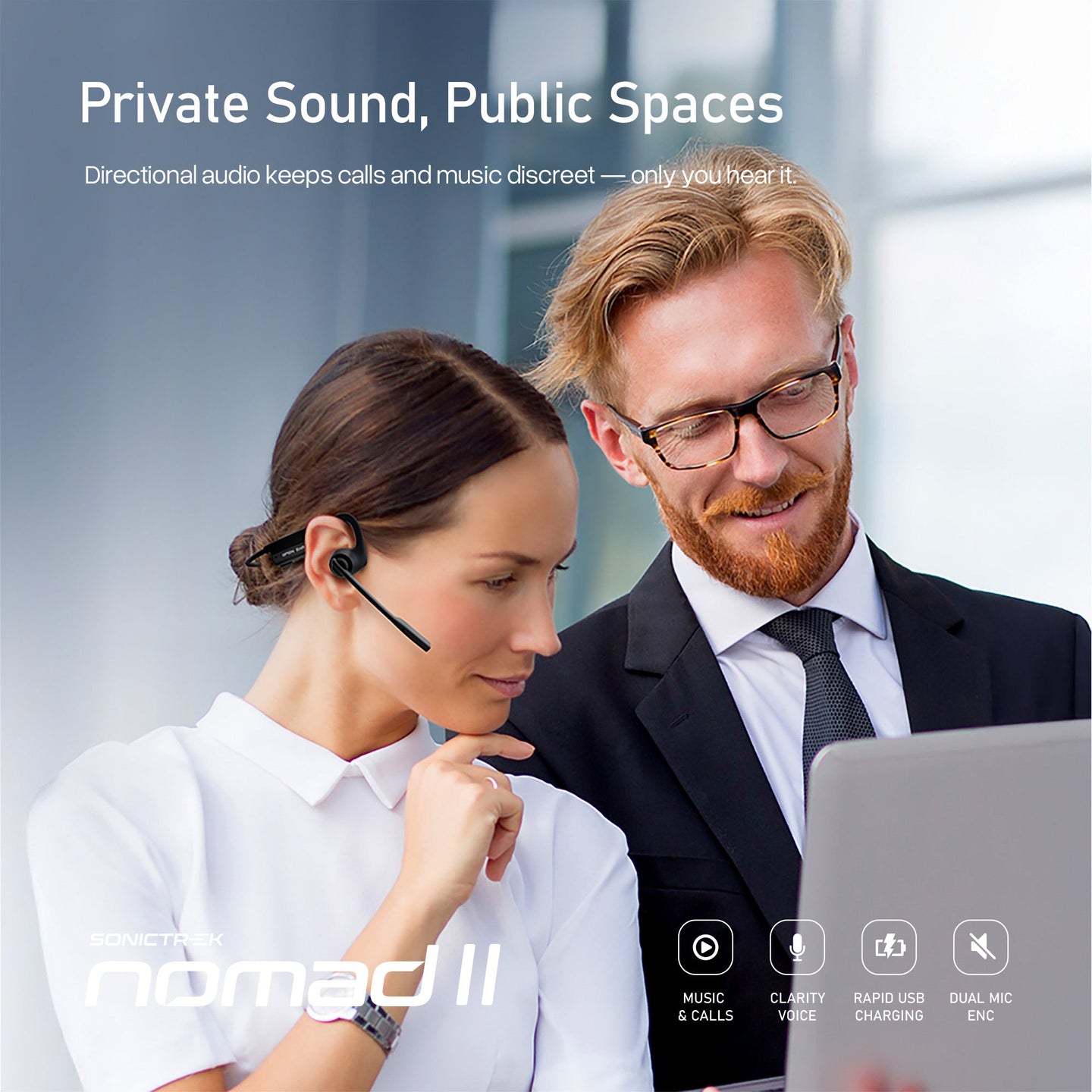 Sonictrek Nomad 2 Wireless Open Ear Headset With Boom Mic detail view 5